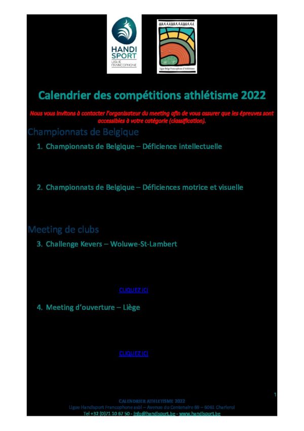 ATH Calendrier Outdoor 2022