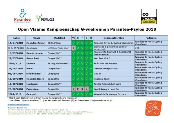 Calendrier CYC 2018