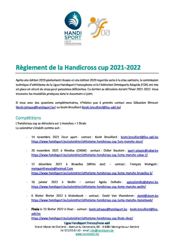 Règlement de la handicross cup 2021-2022